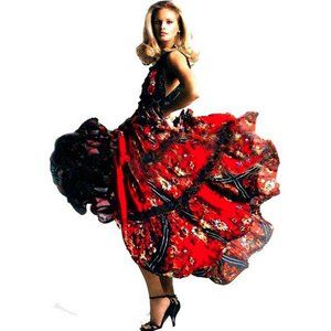DROP DEAD GORGEOUS RED PRINT & LACE DRESS BY JEAN